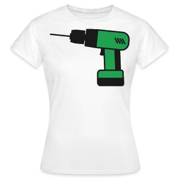 Werkzeug Akkuschrauber Bohrmaschine - Frauen T-Shirt - Weiß - Vorne - AI Model Female 172 dark (172cm)
