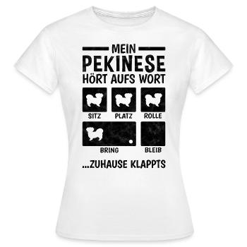 Pekinese Hundetricks Peking-Palasthund - Frauen T-Shirt - Weiß - Vorne - AI Model Female 172 dark (172cm)