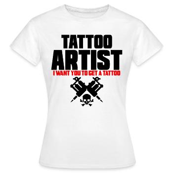 TAGUEUR Crâne tribal encré de Tätowierung - T-shirt Femme - blanc - Devant - AI Model Female 172 dark (172cm)