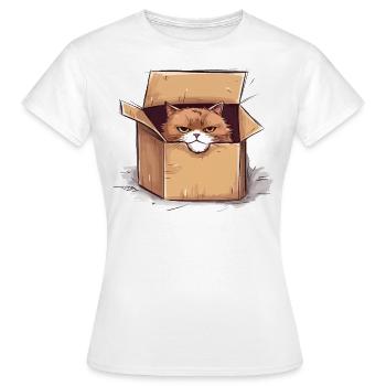 Cat grumpy grumpy grumpy sits in the box - Women's T-Shirt - white - Front - AI Model Female 172 dark (172cm)