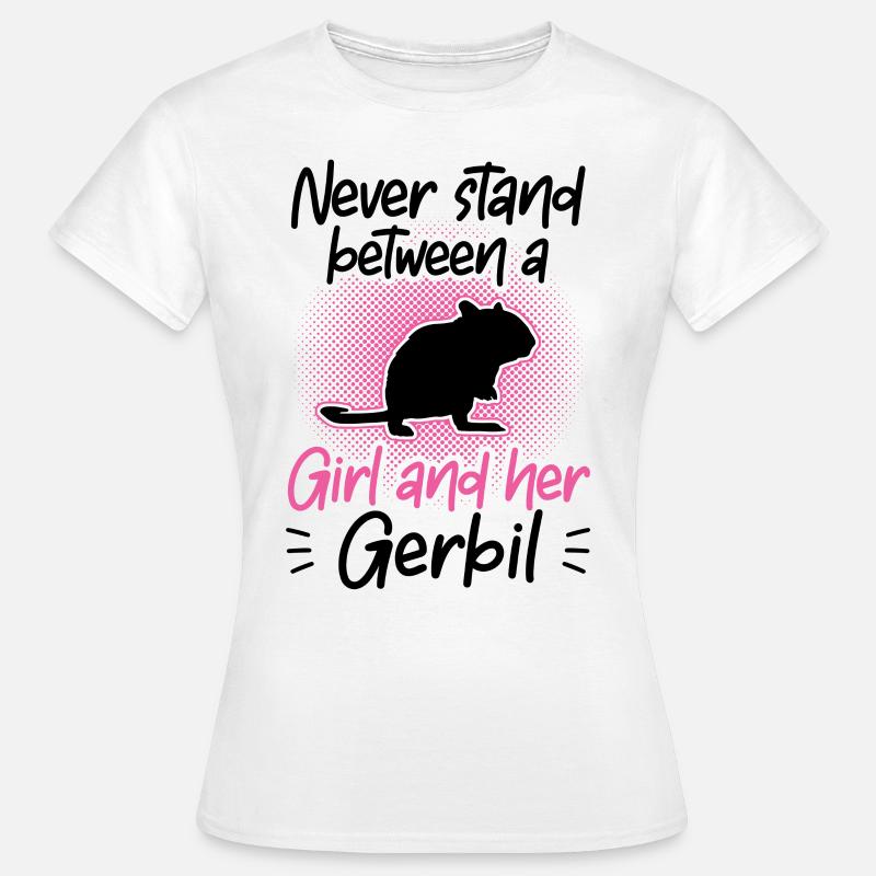 Ragazza e il suo roditore gerbillo Gerbil - Maglietta da donna - bianco