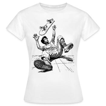 Automne typique du patineur – Chemise humoristique - T-shirt Femme - blanc - Devant - AI Model Female 172 dark (172cm)