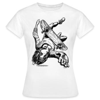 Skate Fall Shirt – Fall and Stand Up - Women's T-Shirt - white - Front - AI Model Female 172 dark (172cm)
