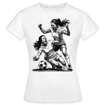 Zweikampf! Frauenfußball Shirt für Siegerinnen! - Frauen T-Shirt - Weiß - Vorne - AI Model Female 172 dark (172cm)