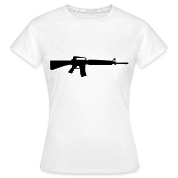 gun rifle weapon military m16 - T-shirt Femme - blanc - Devant - AI Model Female 172 dark (172cm)