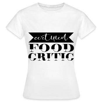Critique gastronomique certifiée - T-shirt Femme - blanc - Devant - AI Model Female 172 dark (172cm)