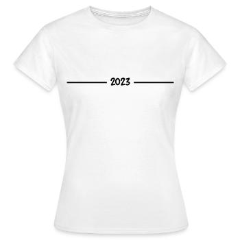 2023 - Jahr - Linie - Jahreswechsel - Frauen T-Shirt - Weiß - Vorne - AI Model Female 172 dark (172cm)
