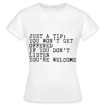 Vous ne serez pas offensé si vous n’écoutez pas 2 - T-shirt Femme - blanc - Devant - AI Model Female 172 dark (172cm)