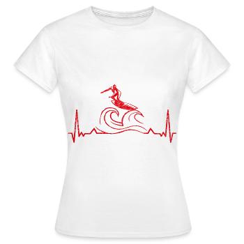 Coole Kunst Des Surfenden Wellen-herzschlags Für - Frauen T-Shirt - Weiß - Vorne - AI Model Female 172 dark (172cm)