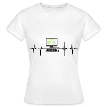 Ordinateur EKG programmeur de rythme cardiaque pc nerd - T-shirt Femme - blanc - Devant - AI Model Female 172 dark (172cm)