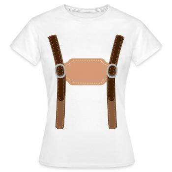 Lederhose Tracht personalisierbar Spruch Sprüche - Frauen T-Shirt - Weiß - Vorne - AI Model Female 172 dark (172cm)
