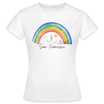 San Francisco Regenbogen Skyline - Frauen T-Shirt - Weiß - Vorne - AI Model Female 172 dark (172cm)