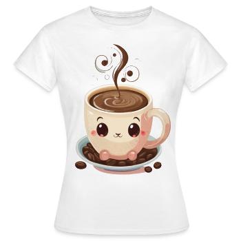 Tasse à café avec café chaud - T-shirt Femme - blanc - Devant - AI Model Female 172 dark (172cm)