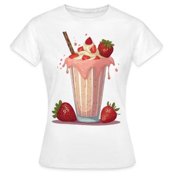 Milkshake aux fraises - T-shirt Femme - blanc - Devant - AI Model Female 172 dark (172cm)