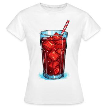 Glass of cola with ice cubes - Women's T-Shirt - white - Front - AI Model Female 172 dark (172cm)