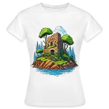 Ruine sur une île déserte - T-shirt Femme - blanc - Devant - AI Model Female 172 dark (172cm)