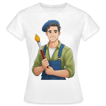 Artiste au pinceau - T-shirt Femme - blanc - Devant - AI Model Female 172 dark (172cm)
