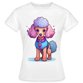 Illustration de caniche en rose et violet - T-shirt Femme - blanc - Devant - AI Model Female 172 dark (172cm)