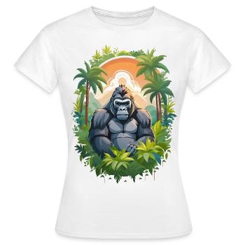 Gorilla im Dschungel - Frauen T-Shirt - Weiß - Vorne - AI Model Female 172 dark (172cm)