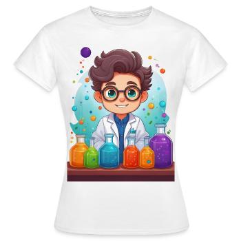 Chemiker macht Chemie Experimente im Labor - Frauen T-Shirt - Weiß - Vorne - AI Model Female 172 dark (172cm)