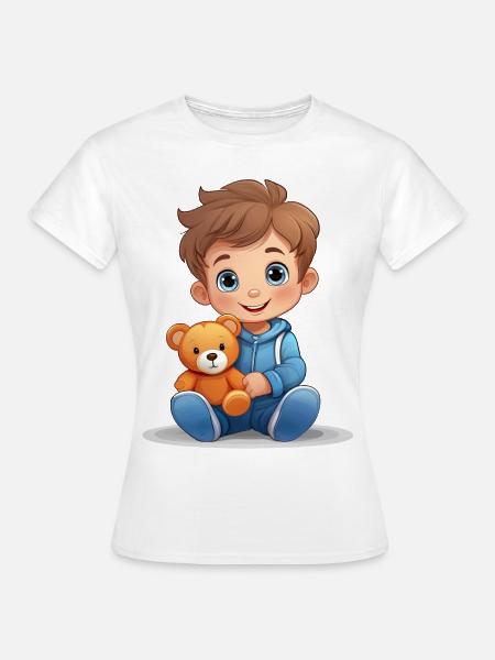Kleinkind mit seinem Teddy Bären - Frauen T-Shirt - Weiß