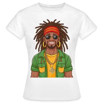 Reggae Musiker mit Dreadlocks aus Jamaika - Frauen T-Shirt - Weiß - Vorne - AI Model Female 172 dark (172cm)