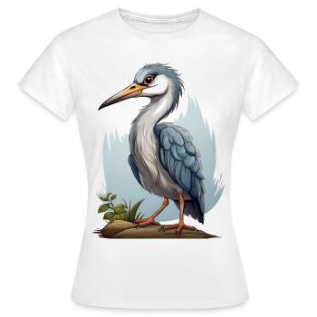 Illustration de héron cendré - T-shirt Femme - blanc - Devant - AI Model Female 172 dark (172cm)