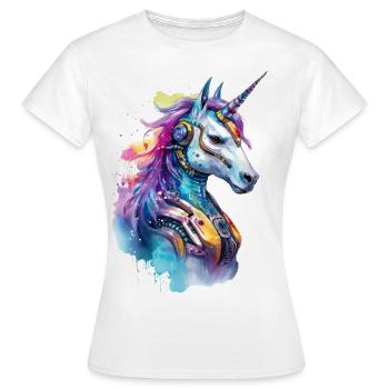 Licorne futuriste - T-shirt Femme - blanc - Devant - AI Model Female 172 dark (172cm)