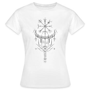 Vegvisir Runes Compass - Germanic Celts Vikings - Women's T-Shirt - white - Front - AI Model Female 172 dark (172cm)