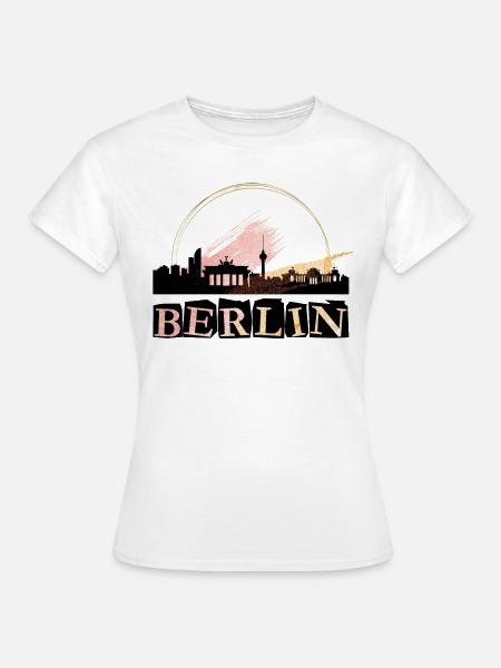 Berlin Deutschland Stadt Skyline Schrift Gold - Frauen T-Shirt - Weiß