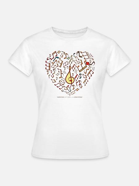 Ich Liebe Musik Herz - Frauen T-Shirt - Weiß