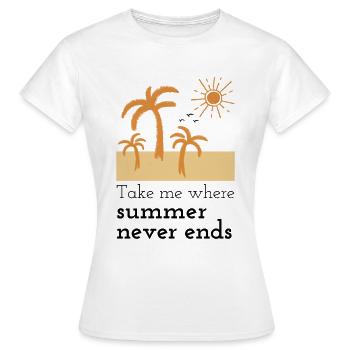 Sommer Palmen Strand Sonne Urlaub Geschenk - Frauen T-Shirt - Weiß - Vorne - AI Model Female 172 dark (172cm)