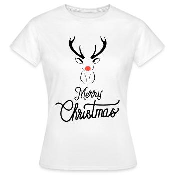 Weihnachts Rentier mit roter Nase - Frauen T-Shirt - Weiß - Vorne - AI Model Female 172 dark (172cm)