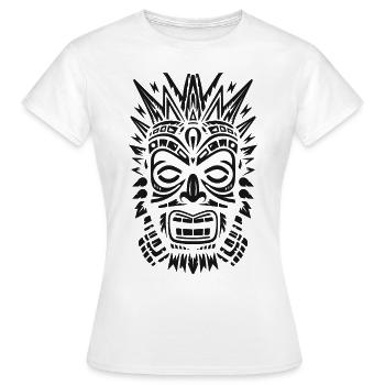 Tribal Tiki Maori Masque Polynésien Rétro Polynésien - T-shirt Femme - blanc - Devant - AI Model Female 172 dark (172cm)