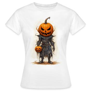 Halloween Jack O Lantern Skull Pumpkin - Women's T-Shirt - white - Front - AI Model Female 172 dark (172cm)