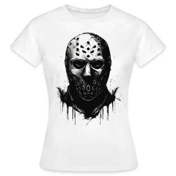 Gruselige Halloween Eishockey Torwart Maske - Frauen T-Shirt - Weiß - Vorne - AI Model Female 172 dark (172cm)
