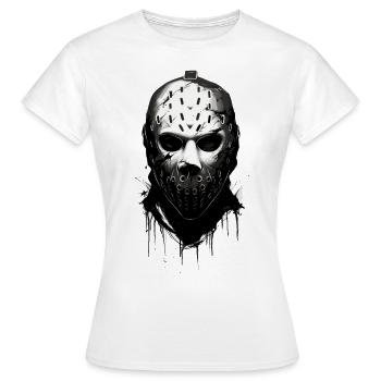 Gruselige Halloween Eishockey Torwart Maske - Frauen T-Shirt - Weiß - Vorne - AI Model Female 172 dark (172cm)