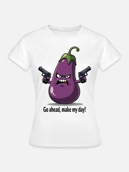 Badass Aubergine – Go Ahead, Make My Day - T-shirt dam - vit