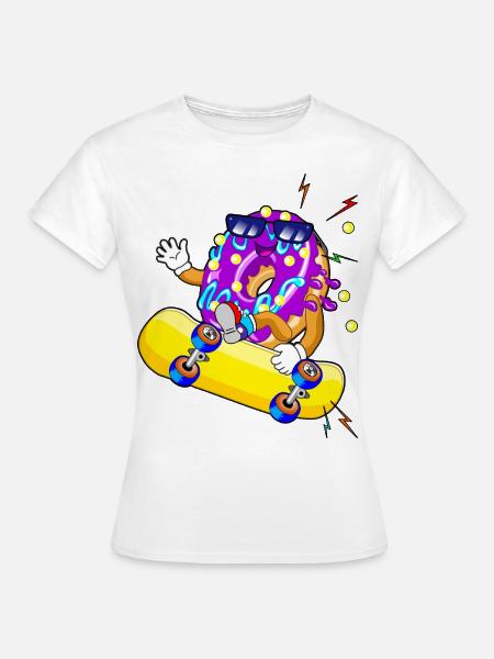 Donut Skateboard Skater - Frauen T-Shirt - Weiß