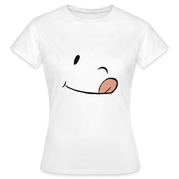 Clin d’oeil et visage ostentateur de langue - T-shirt Femme - blanc - Devant - AI Model Female 172 dark (172cm)