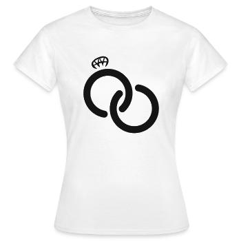 Hochzeit Verlobung Heiraten Verloben Geschenk Ring - Frauen T-Shirt - Weiß - Vorne - AI Model Female 172 dark (172cm)