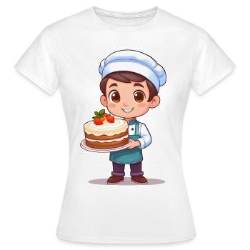 Pastry chef with cake - Women's T-Shirt - white - Front - AI Model Female 172 dark (172cm)