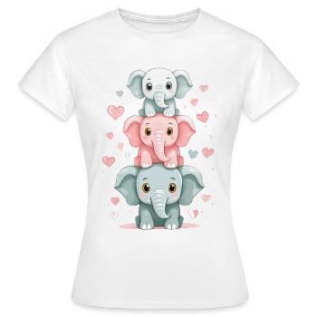 Three Cute Elephants – Suitable for the Baptism - Women's T-Shirt - white - Front - AI Model Female 172 dark (172cm)