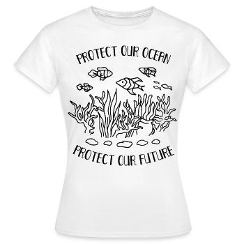 Schützt Unseren Ozean Meer Plastik Verschmutzung - Frauen T-Shirt - Weiß - Vorne - AI Model Female 172 dark (172cm)
