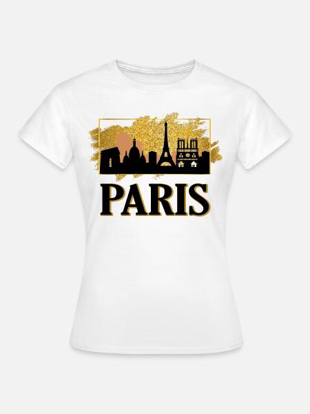 Paris France France Skyline Tour Eiffel Or - T-shirt Femme - blanc