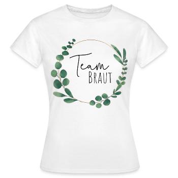 Greenery Eukalyptus - Team Braut - Frauen T-Shirt - Weiß - Vorne - AI Model Female 172 dark (172cm)