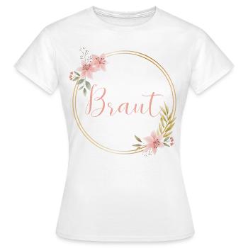 Beautiful Boho Flower - Braut - Frauen T-Shirt - Weiß - Vorne - AI Model Female 172 dark (172cm)