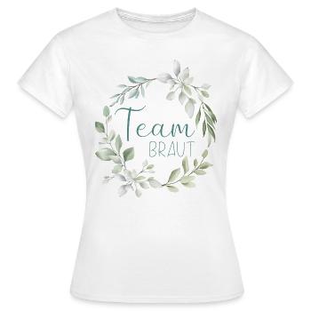 Blätterzweig - Team Braut - Frauen T-Shirt - Weiß - Vorne - AI Model Female 172 dark (172cm)