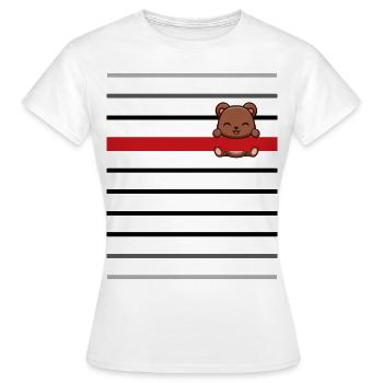 Black Striped Bear Stripe - Women's T-Shirt - white - Front - AI Model Female 172 dark (172cm)
