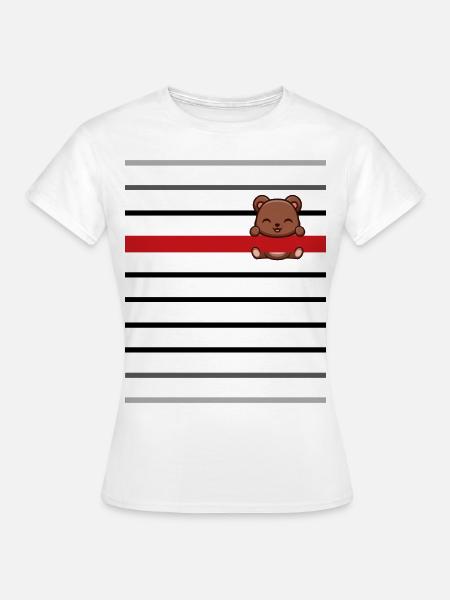Schwarz gestreifter Bärenstreifen - Frauen T-Shirt - Weiß